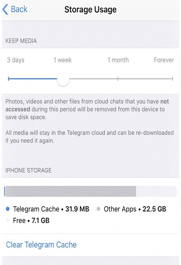 پاك شدن خودکار كش تلگرام