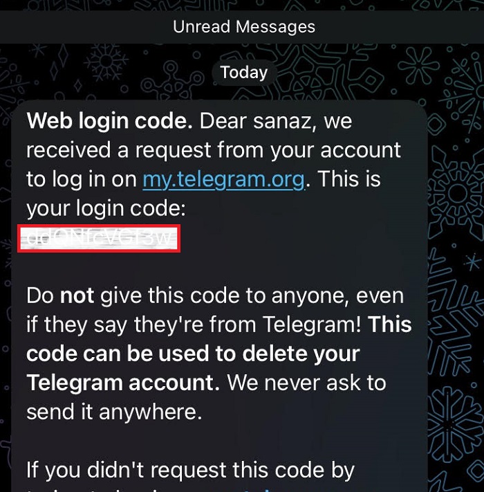 حذف اکانت تلگرام با کد