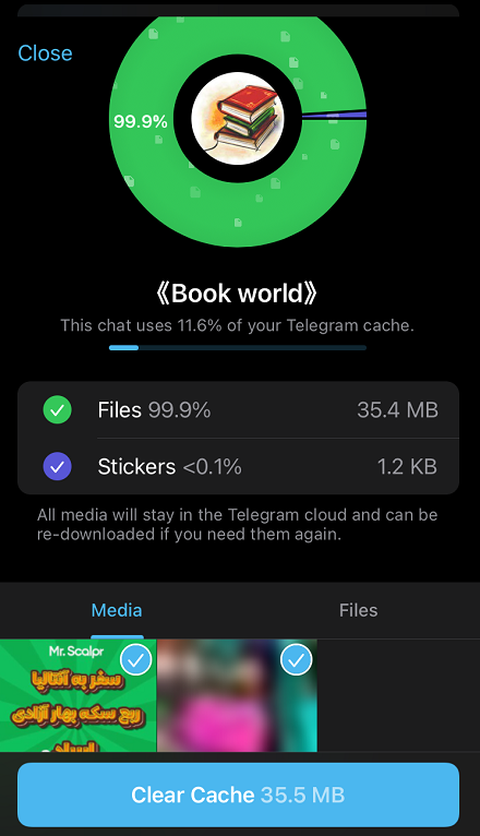 پاک کردن کش گروه تلگرام در آیفون