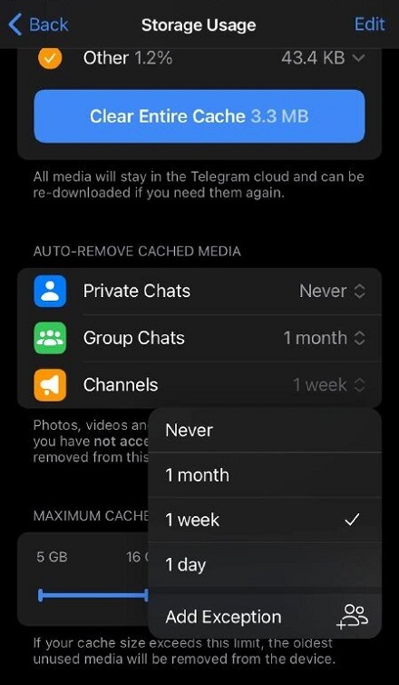 چگونه تلگرام آیفون را کلیر کش کنیم